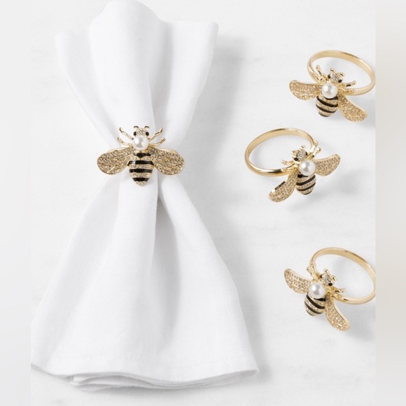 Jeweled Bee Napkin Rings, Set of 4 - Picture 2 of 9